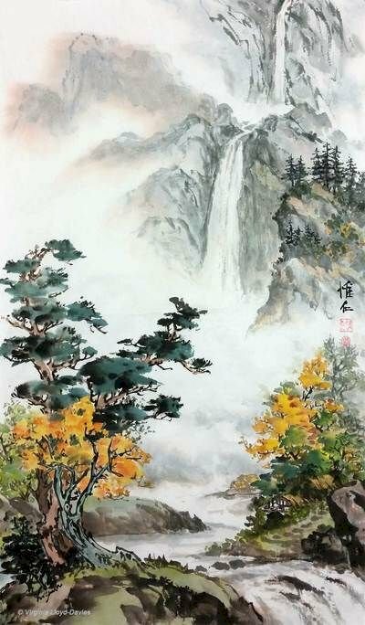 Tranh phong cảnh sơn thủy sơ khai hữu tình
