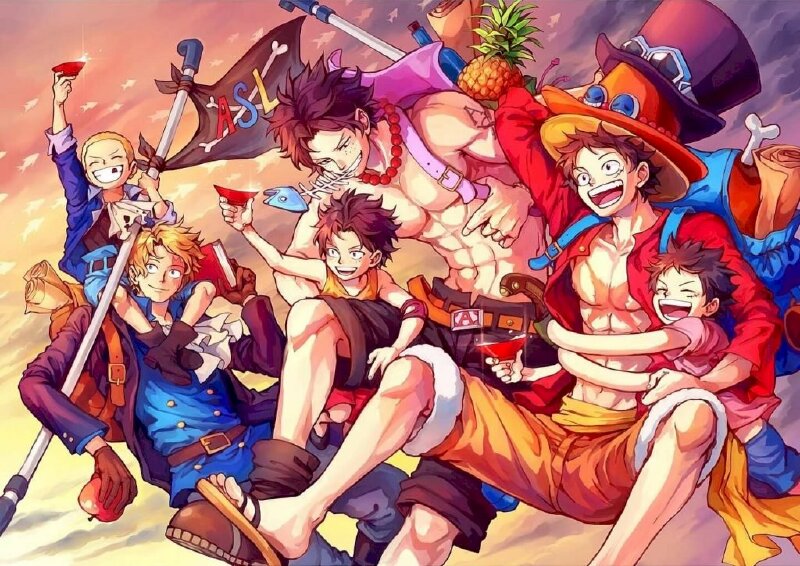 Tranh dán tường anime One Piece cute đáng yêu 