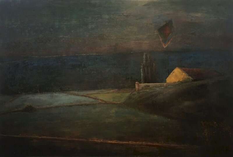 Bức tranh chiều Đông - Tranh Sơn Mài Phong Cảnh của Họa Sĩ Nguyễn Tuấn