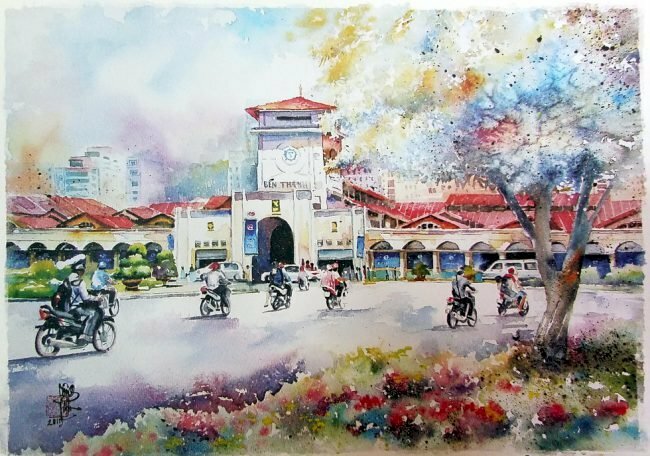 Tranh phong cảnh đường phố Sài Gòn 