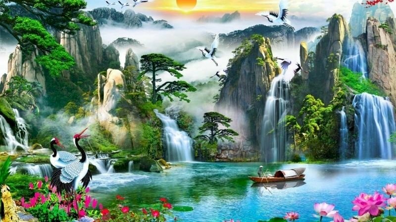 Tranh phong cảnh sơn thủy hữu tình cho người mệnh thủy