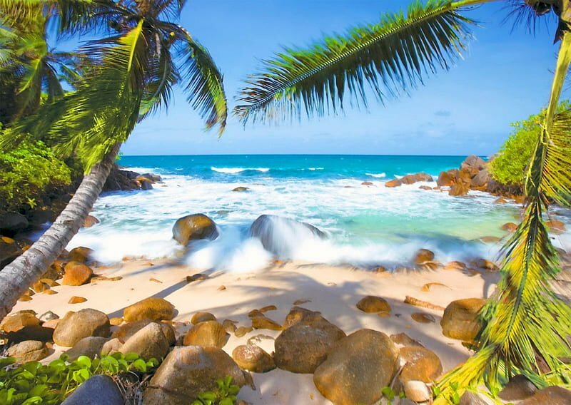 Tranh dán tường 3d cảnh biển đẹp hoang sơ