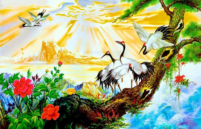 Tranh phong cảnh tùng hạc hợp phong thủy cho người tuổi giáp tý đem đến sự trường thọ, cuộc sống an lạc cho gia chủ.
