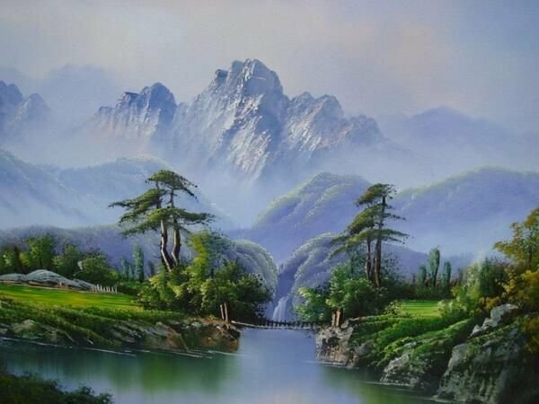 Tranh phong cảnh sơn thủy hữu tình đơn giản mà đẹp