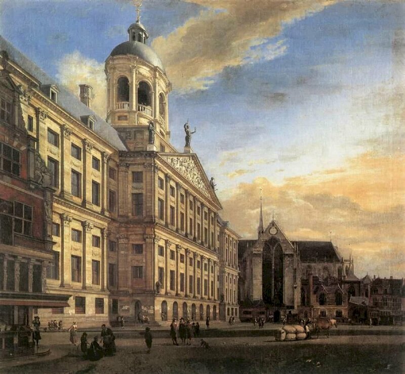 "Tòa thị chính Amsterdam" (1667) là bức tranh của nghệ sĩ thời Baroque người Hà Lan Jan van der Heyden.