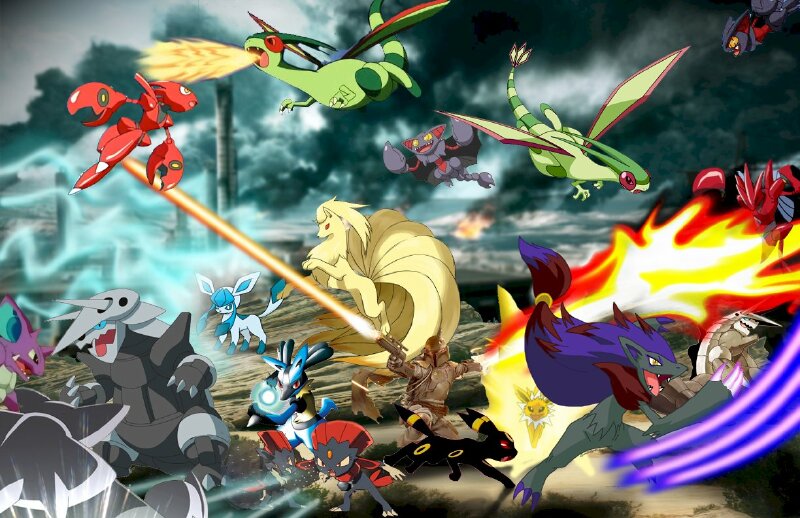 Tranh dán tường anime Pokemon đang chiến đấu