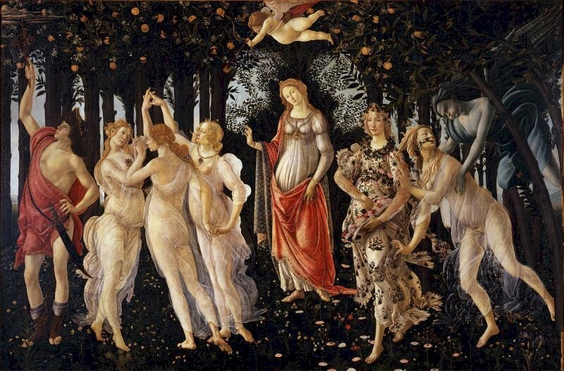 Tác phẩm "Primavera" của họa sĩ người Italy Sandro Botticelli -  miêu tả một phần nhỏ của tranh phong cảnh thời Phục Hưng vào mùa xuân 