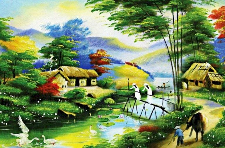 15 Bức Tranh Vẽ Nông Thôn Đơn Giản 15 Bức Tranh Vẽ Nông Thôn Việt Nam Đẹp  Nhất