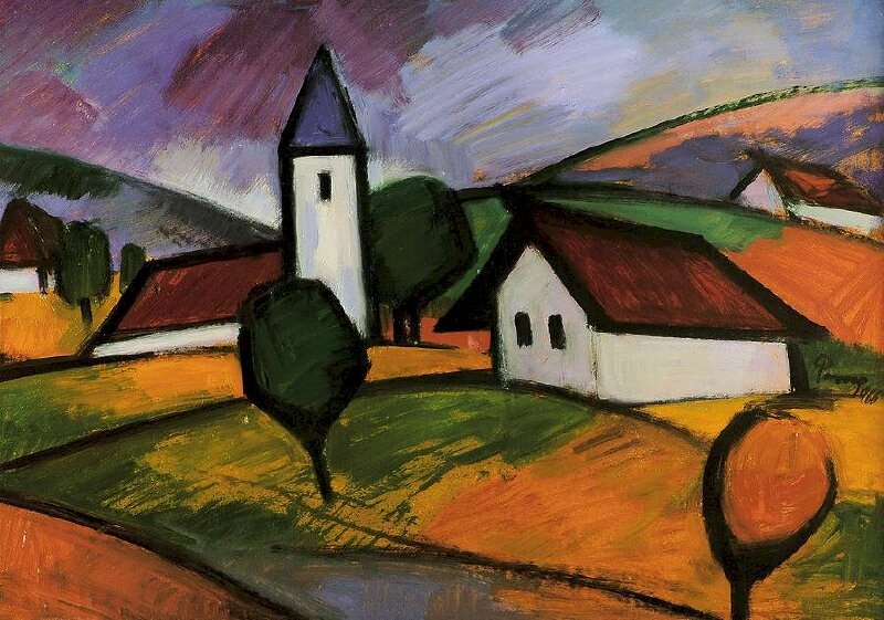 Tranh nghệ thuật phong cảnh nông thôn đơn giản đẹp