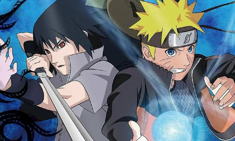 Tranh dán tường anime Naruto và Sasuke đang chuẩn bị chiến đấu