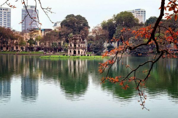 Tranh phong cảnh hồ gươm - Tháp Rùa Hà Nội đẹp