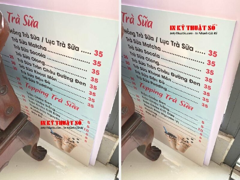 In menu treo tường quán trà sữa - In Kỹ Thuật Số Since 2006