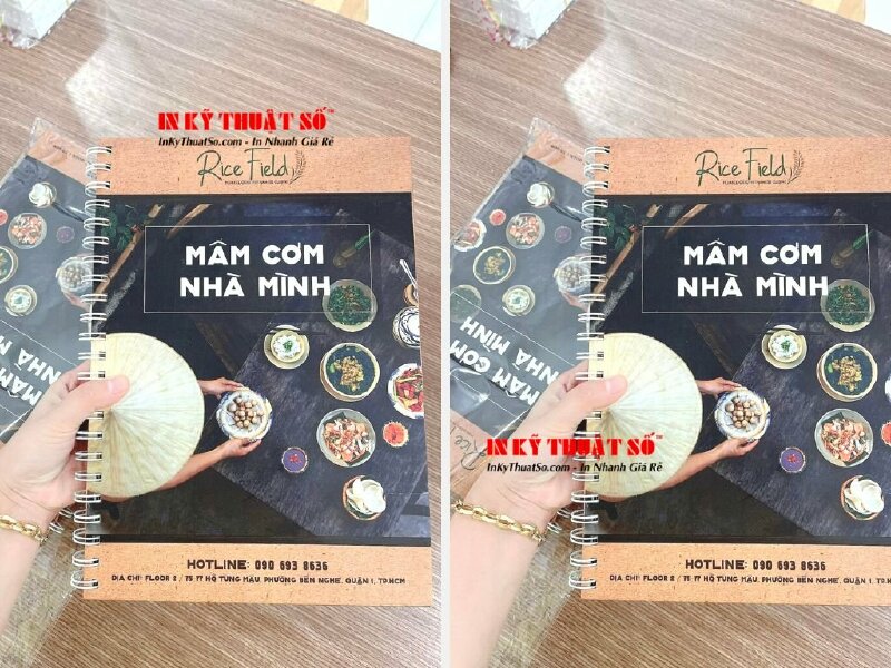 Cuốn menu "Mâm cơm nhà mình" đóng gáy lò xo, bìa cứng - In Kỹ Thuật Số Since 2006 - Ảnh: 2