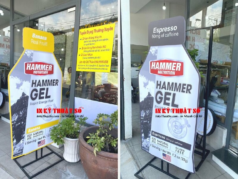 In standee chân sắt mô hình thực phẩm chức năng - in PP cán format cắt CNC - In Kỹ Thuật Số Since 2006