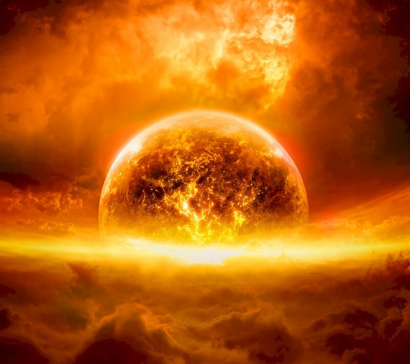 Tranh phong cảnh mặt trời lửa giữa đám mây trắng