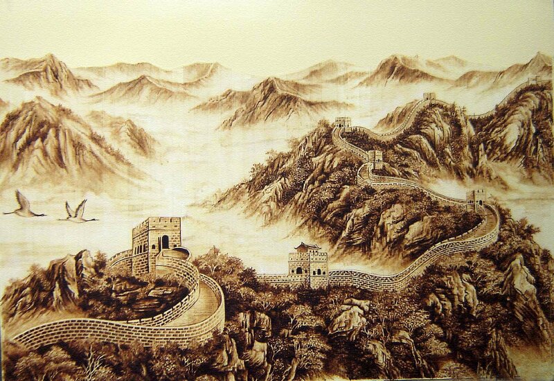 Tranh phong cảnh Vạn Lý Trường Thành đồ sộ kiên cố vững chắc