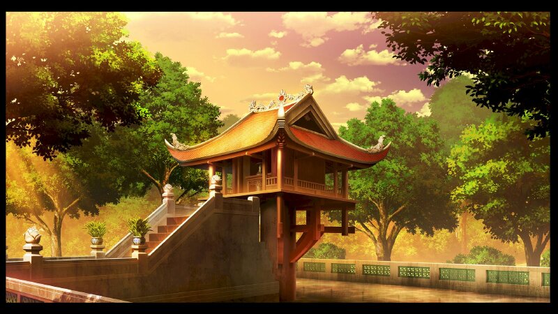 Tranh phong cảnh di tích Chùa Một Cột được phát họa 3D