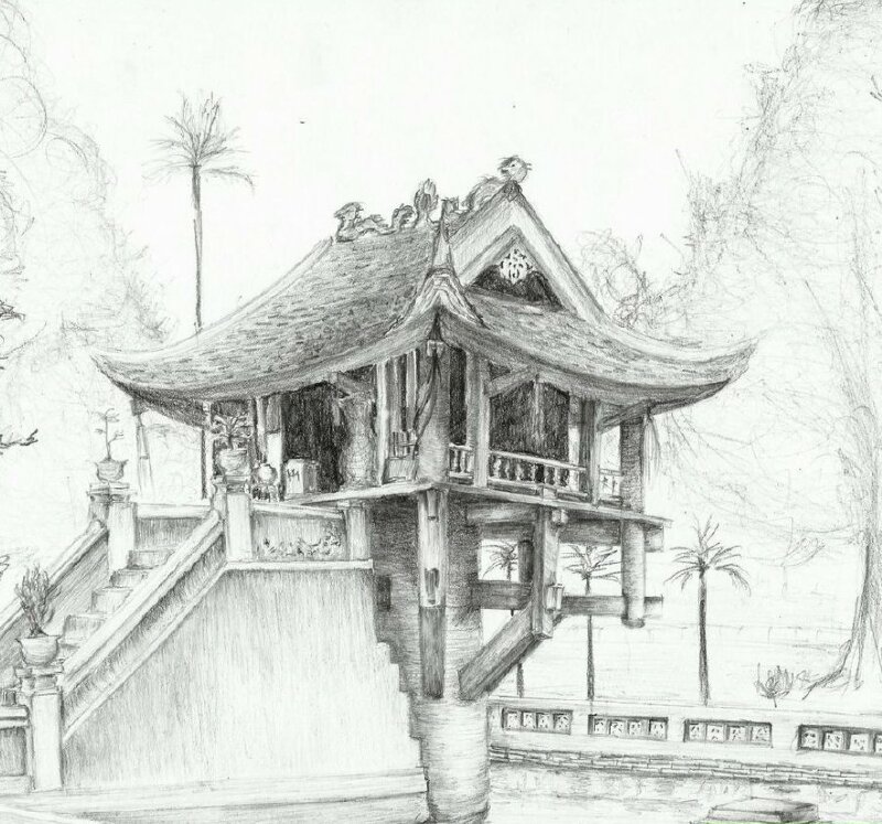 101 mẫu tranh phong cảnh chùa một cột đẹp nhất, chất lượng cao, tải miễn phí