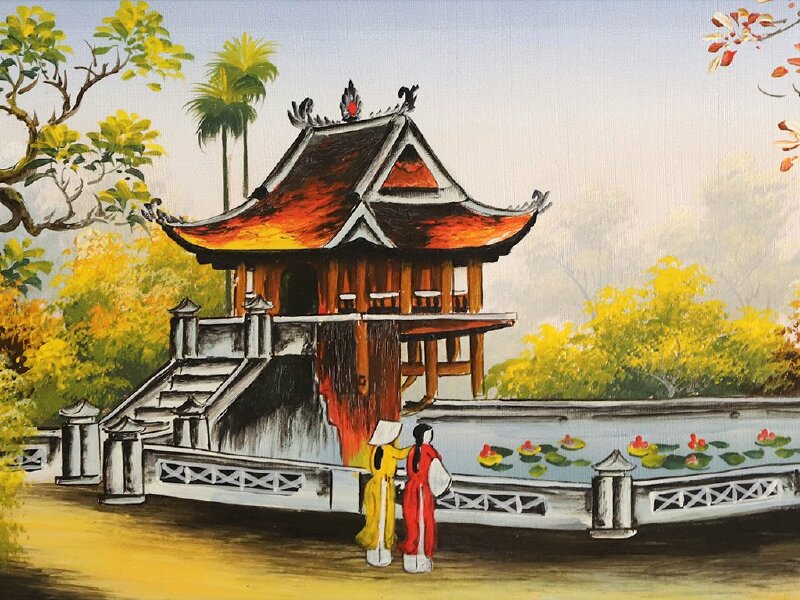 101 mẫu tranh phong cảnh chùa một cột đẹp nhất, chất lượng cao, tải miễn phí