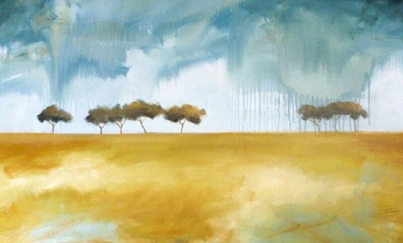 Tranh phong cảnh hàng cây đơn giản, đẹp