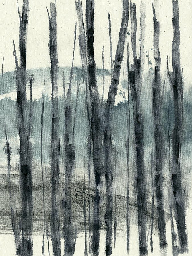 Tranh vẽ phong cảnh hàng cây trụi lá đơn giản, nghệ thuật