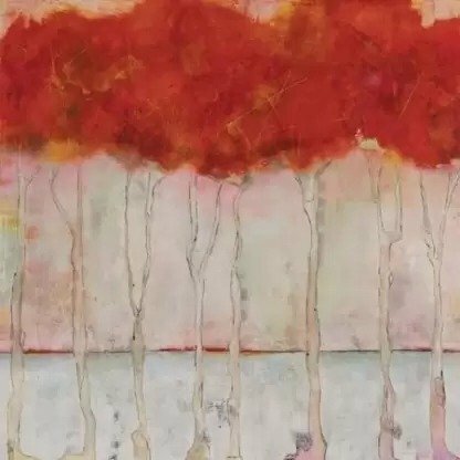 Tranh phong cảnh hàng cây đơn giản, đẹp