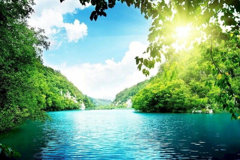 Tranh phong cảnh hồ nước 3D đẹp