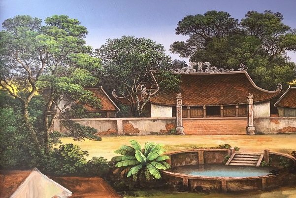 Tranh phong cảnh một làng quê cổ kính bình yên