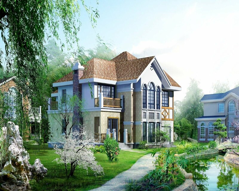 Tranh phong cảnh biệt thự 3D