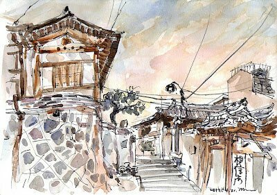 Tranh vẽ ngôi làng truyền thống ở Hàn Quốc