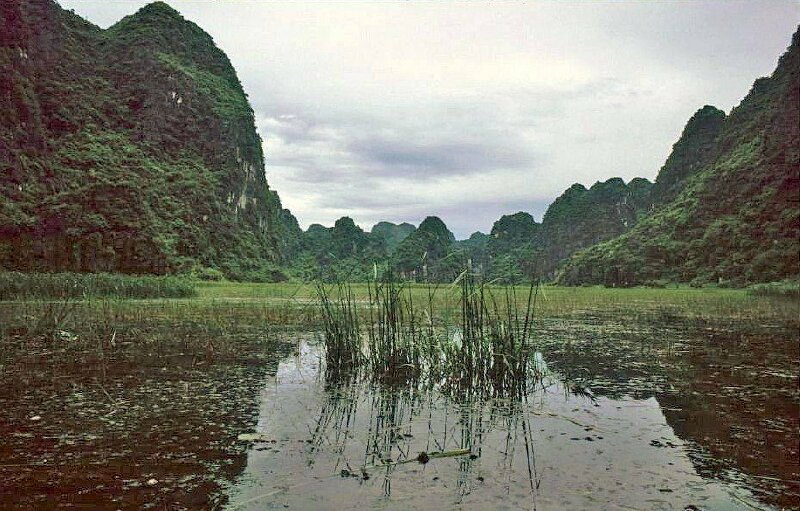 Tranh treo tường phong cảnh Ninh Bình xưa đẹp hoang sơ mộc mạc