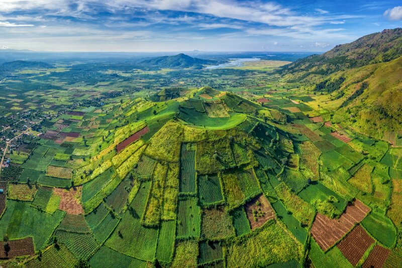 Phong cảnh ruộng bậc thang, buông làng Tây Bắc chụp từ flycam