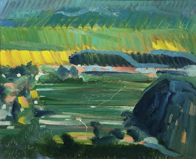 Tranh phong cảnh núi đồi, thác nước ở Tây Bắc