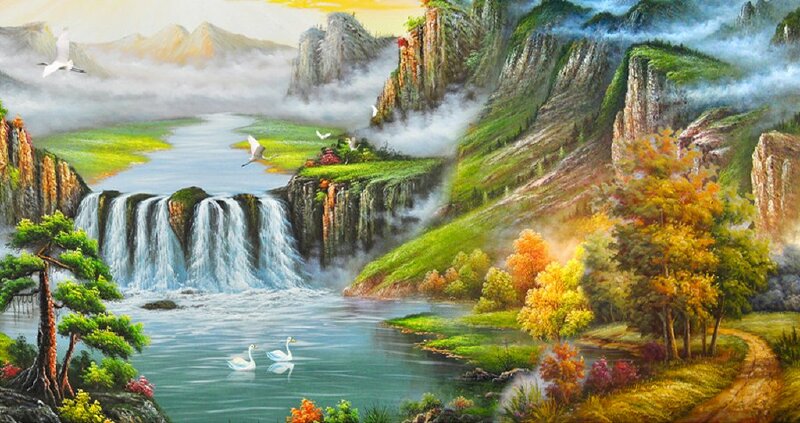 Tranh treo tường phong cảnh sơn thuỷ đẹp dành cho người tuổi Dậu