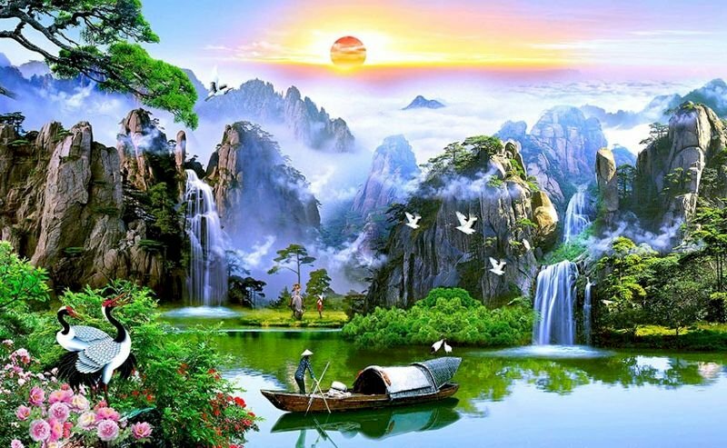 Tranh phong cảnh sơn thuỷ 3D tuyệt đẹp