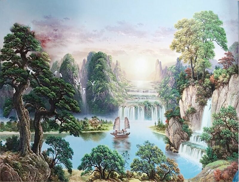 Tranh treo phòng khách đẹp phong cảnh sơn thuỷ