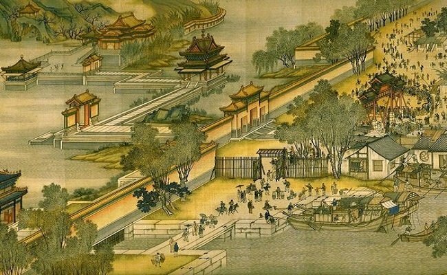 Tranh treo trường đẹp phong cảnh Trung Hoa cổ đại