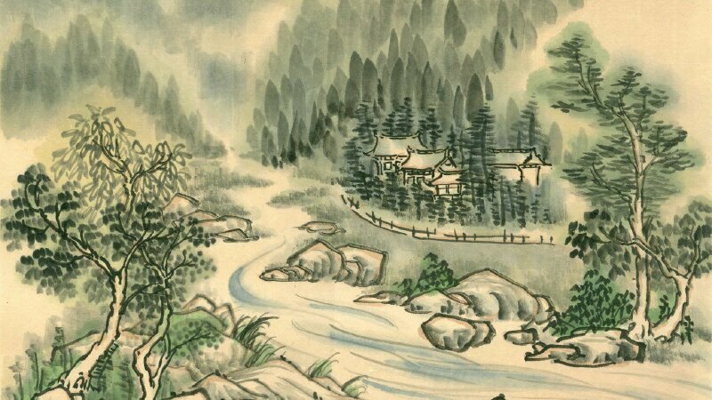 Tranh phong cảnh làng quê Trung Hoa cổ đại