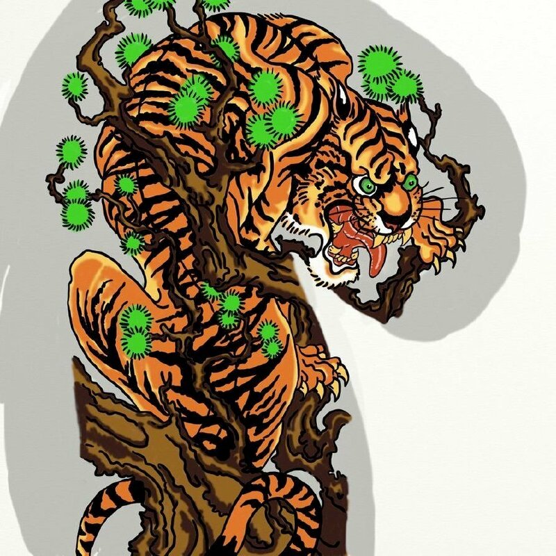 Tranh phong cảnh hổ dữ khắc hung tinh dùng trang trí có tác dụng trừ ta xua đuổi điềm gỡ