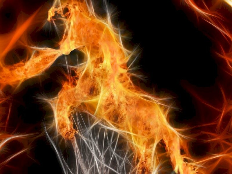 Tranh phong cảnh ngựa lửa, ngựa phun lửa tuyệt đẹp