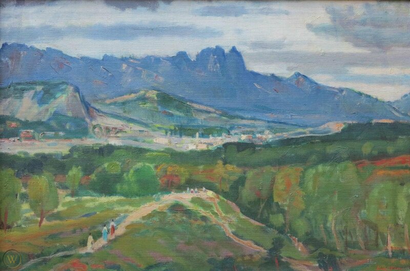 Tranh phong cảnh nơi làng quê Hàn Quốc được vẽ bằng chất liệu sơn dầu