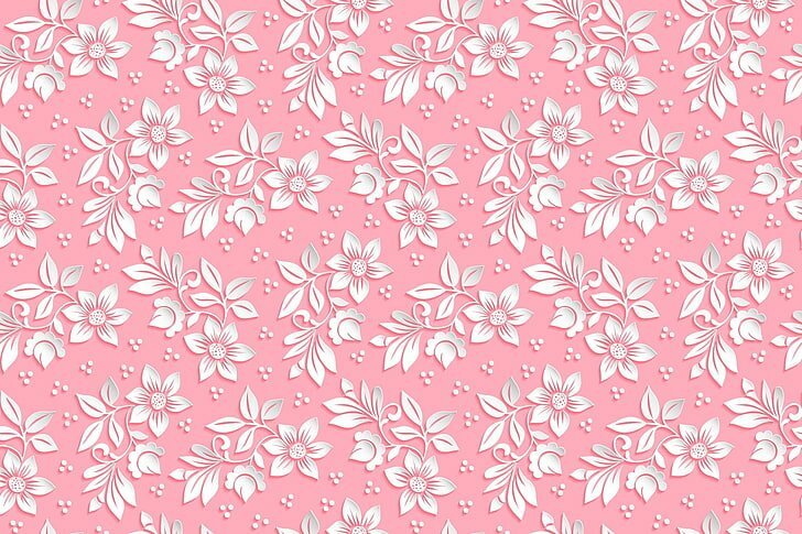 Tranh dán tường hoa lá màu trắng hồng 