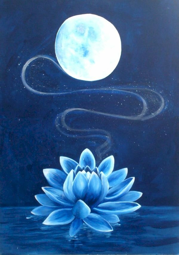 Tranh canvas hoa sen xanh biểu tượng của sự trong sạch, thanh cao