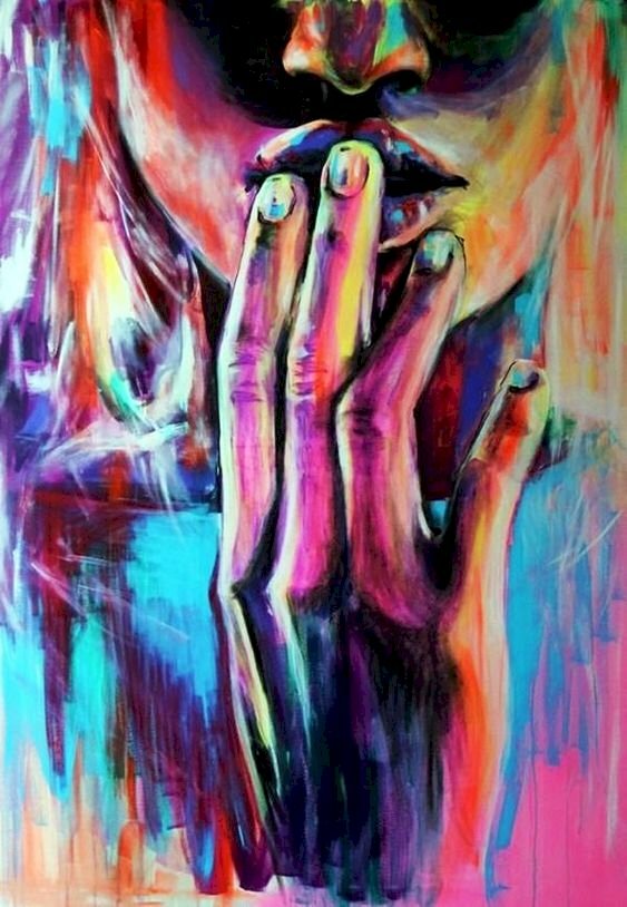 Tranh canvas cô gái buồn sắc màu sáng tạo