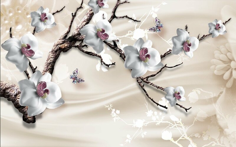 Tranh dán tường hoa 3D đẹp ảo diệu