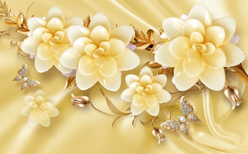 Tranh dán tường hoa 3D như tranh đá thật