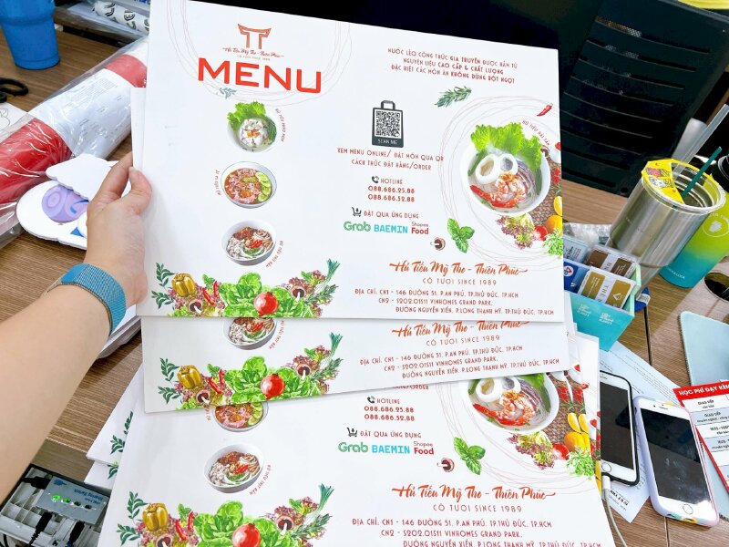 In menu quán ăn giá rẻ tại TPHCM