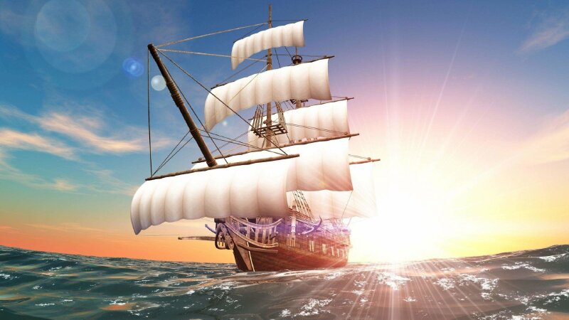 Tranh dán tường 3D thuận buồm xuôi gió trên biển lớn