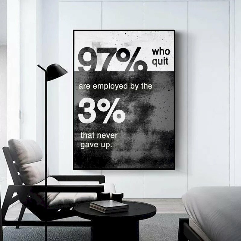 Mẫu tranh canvas chữ treo tường tông màu trắng đen treo phòng khách, phòng làm việc tạo động lực