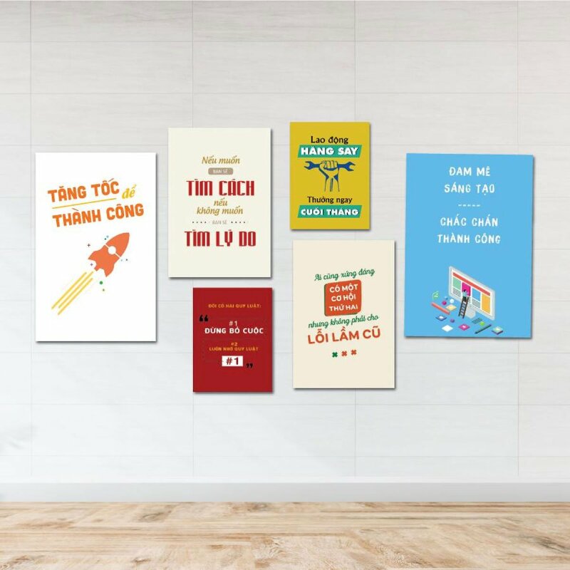 Bộ 6 tranh canvas treo tường văn phòng, công sở mang ý nghĩa tiếp thêm động lực làm việc cho nhân viên